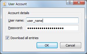 User account setup dialog